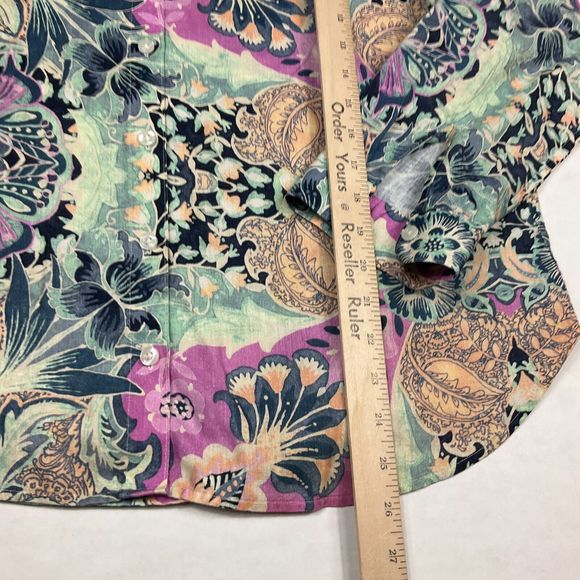 Chicos Linen Button Shirt Floral No Iron 3/4 Sleeve Casual Work Top 1 Medium - Picture 7 of 12